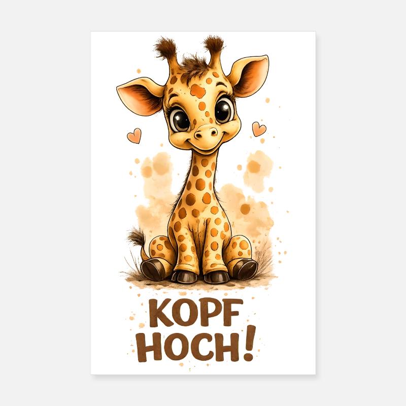 Süße Giraffe Kopf hoch | Motivation Geschenkidee Poster 20x30 cm