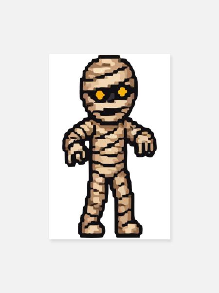 Pixelmummy mit goldenen Augen - Poster 20x30 cm - Weiß - Vorne