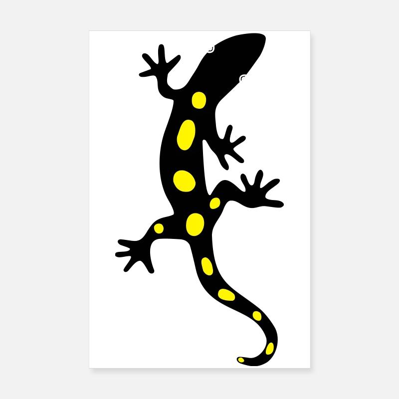Salamandre Lézard Salamandre Gecko Feu - Poster 20 x 30 cm - blanc