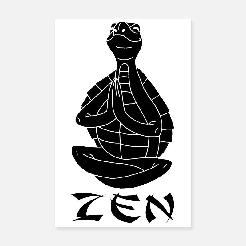 Yogi Turtle (Black) Poster 8" x 12" (20x30 cm)