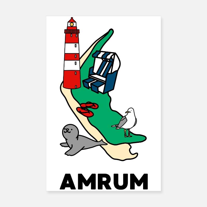 Amrum Nordsee Insel - Poster 20x30 cm - Weiß