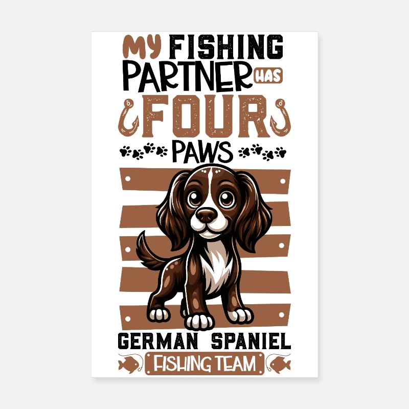 Pêche et Spitz allemand Poster 20 x 30 cm