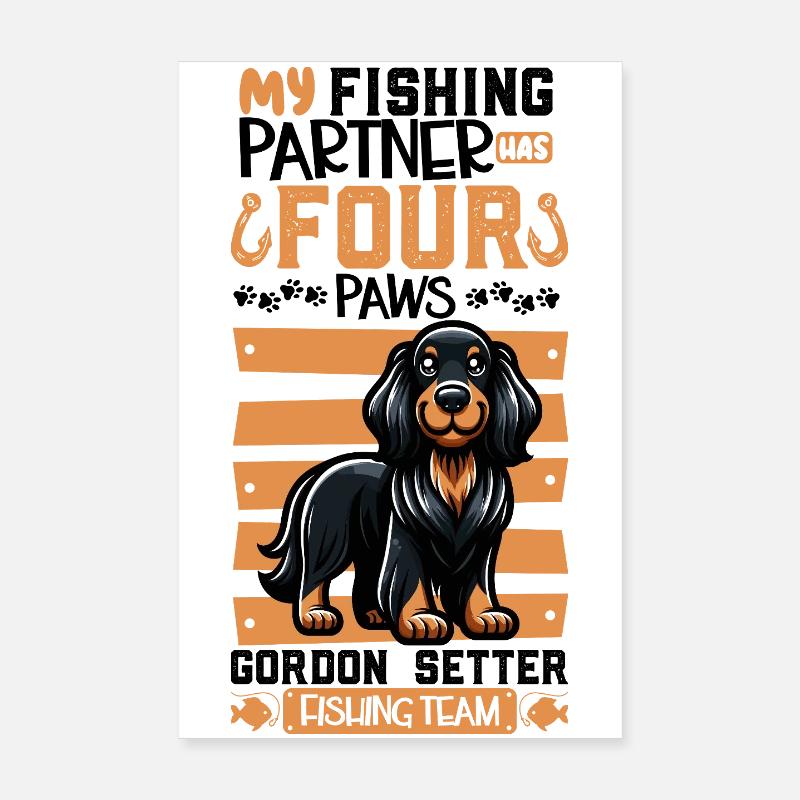 Pêche et Gordon Setter Poster 20 x 30 cm