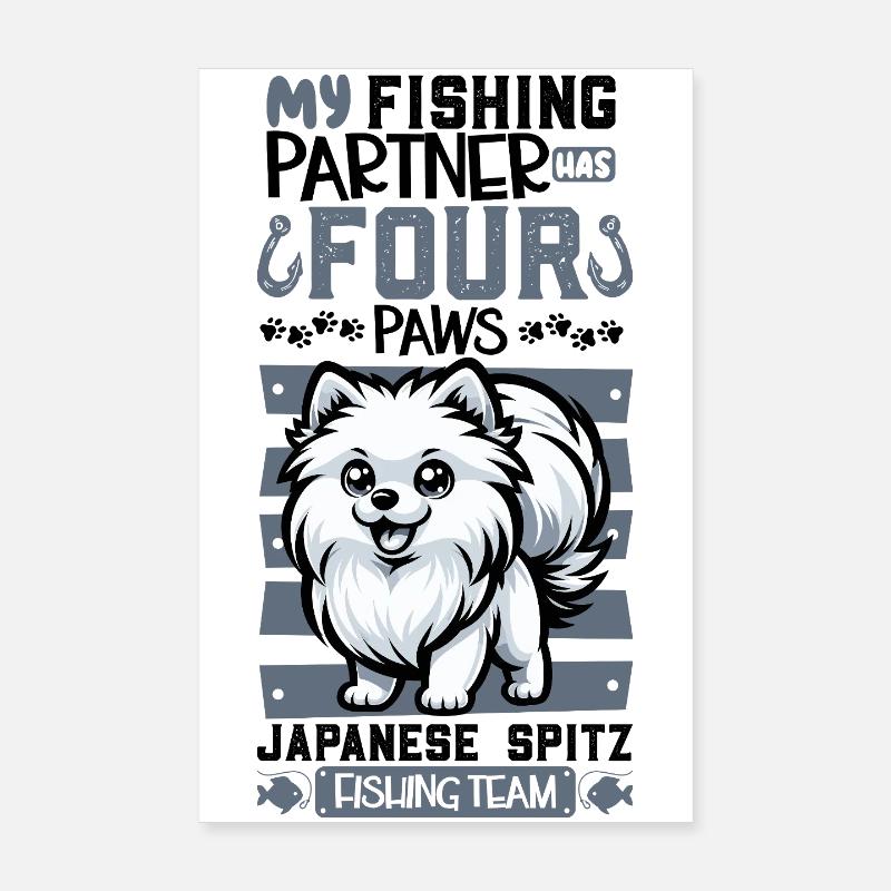 Angeln und Japan-Spitz Poster 20x30 cm