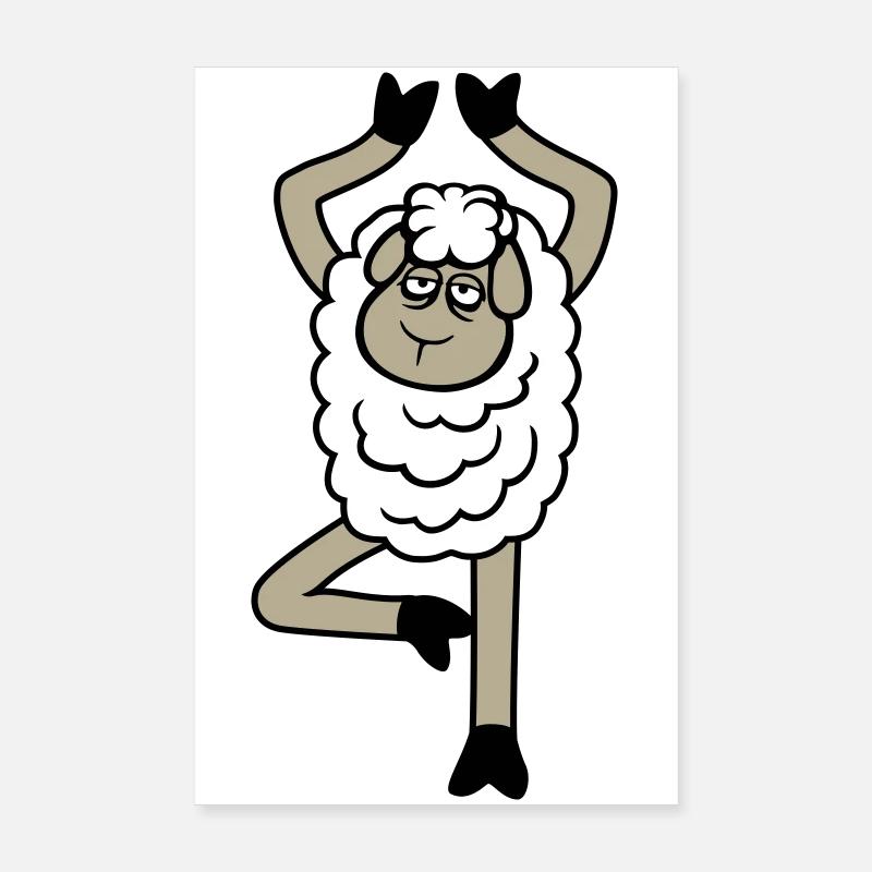 Sheep Tired Exhausted Sad Yoga Tree Pose Comic Poster 8" x 12" (20x30 cm)