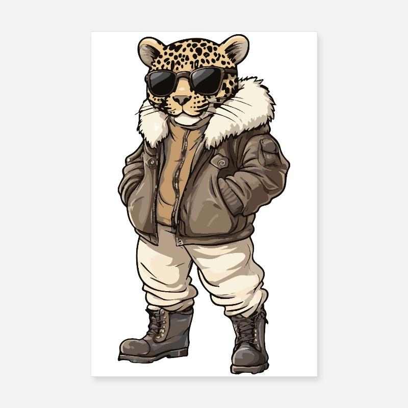Leopard Cool Winter - Poster 20x30 cm - Weiß