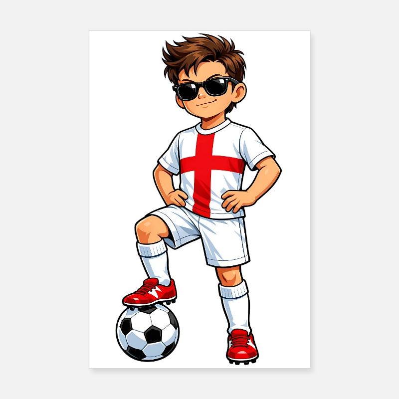 Soccer Boy Fan d’Angleterre Drapeau anglais Poster 20 x 30 cm