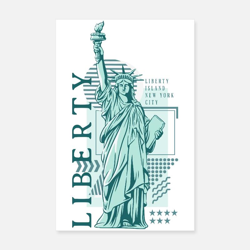 Liberté Bleu Vintage - Poster 20 x 30 cm - blanc