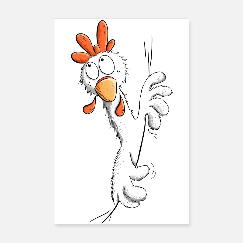 Happy Chicken I Gockel I Rooster Poster 8" x 12" (20x30 cm)