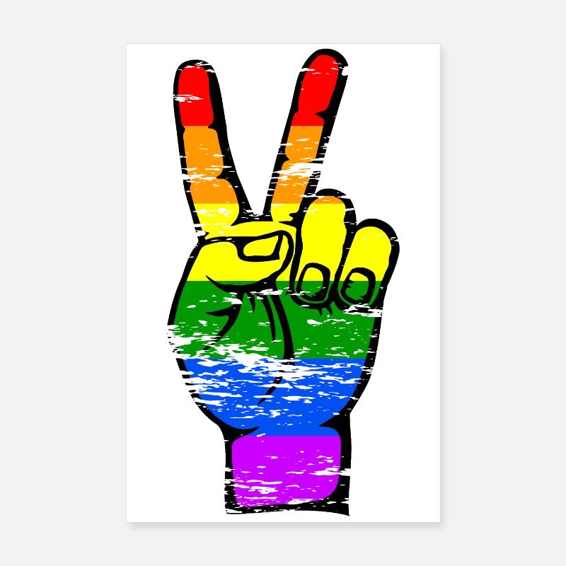 Drapeau LGBT Paix Victoire Symbole Utilisé Poster 20 x 30 cm