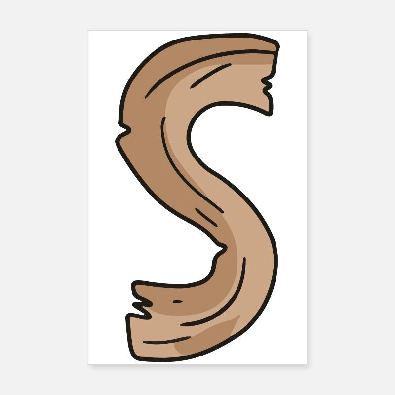 Buchstabe S Holz Holzbuchstabe Name Poster 20x30 cm