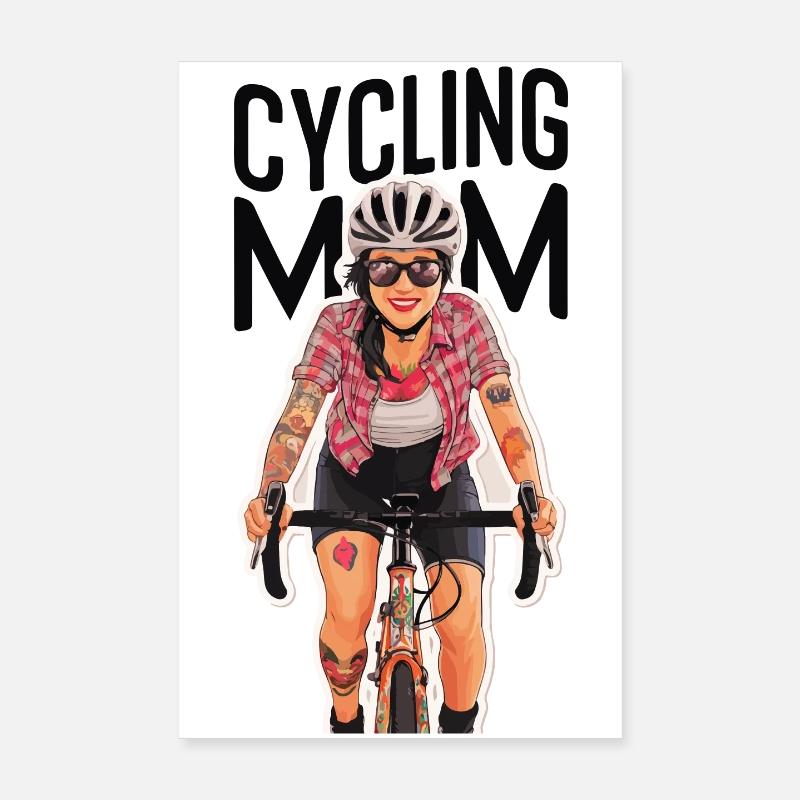 Lebendige Fahrrad-Mutter Illustration Poster 20x30 cm