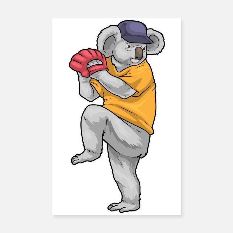 Koala Baseball Gant de Baseball Poster 20 x 30 cm