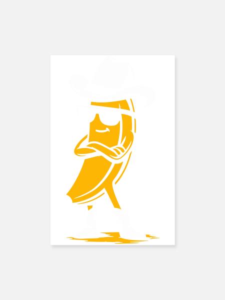 Banane cow-boy avec attitude - Poster 20 x 30 cm - blanc - Devant