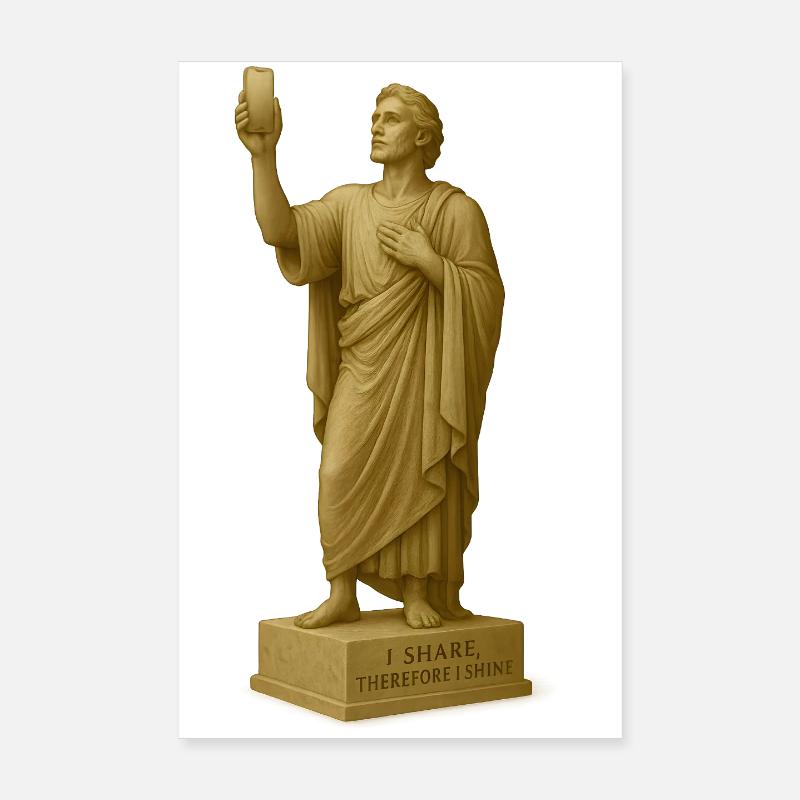 Statue de philosophe antique avec citation - Poster 20 x 30 cm - blanc