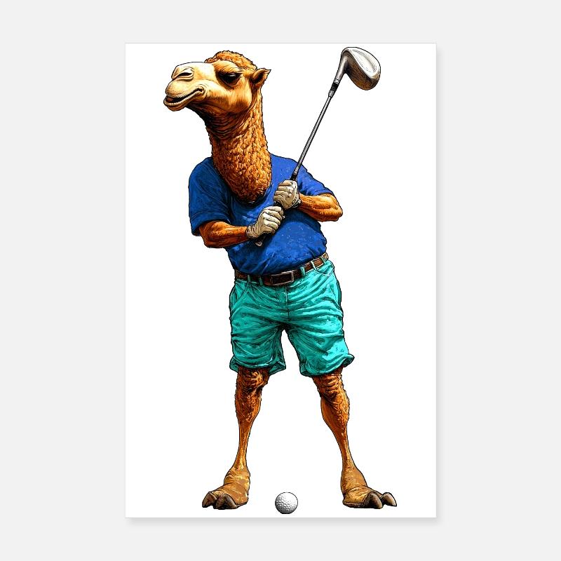 Chameaux de golf Poster 20 x 30 cm