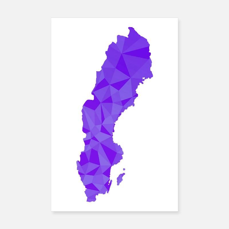Suède - Sverige - Suède - abstrait - carte Poster 20 x 30 cm