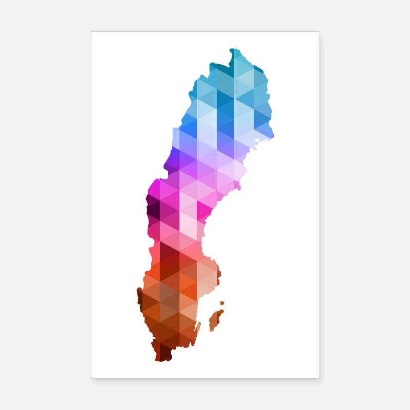 Suède - Sverige - Suède - abstrait - carte Poster 20 x 30 cm