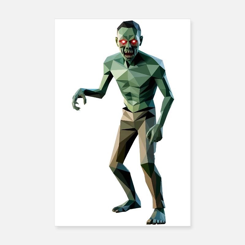 Zombie - Cool Low Poly Logo Poster 20 x 30 cm