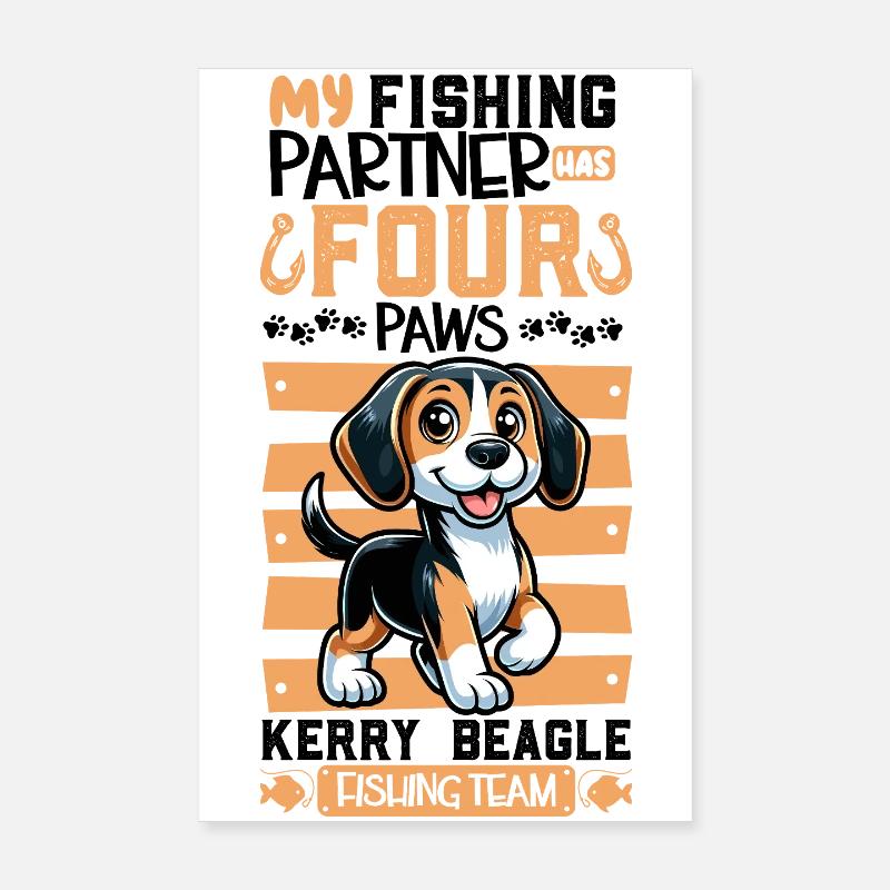 Pêche et Kerry Beagle Poster 20 x 30 cm