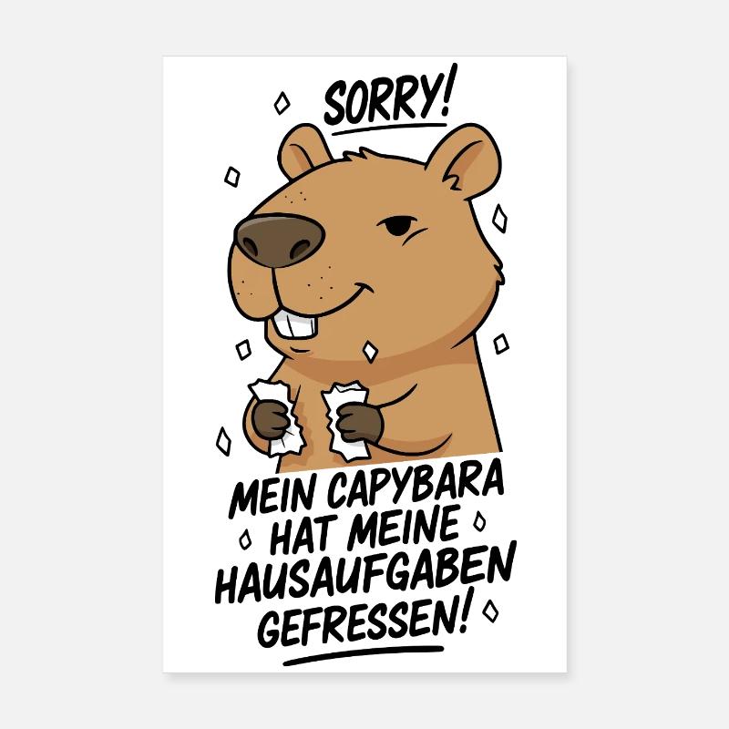 Pardon! Capybara a mangé mes devoirs Poster 20 x 30 cm