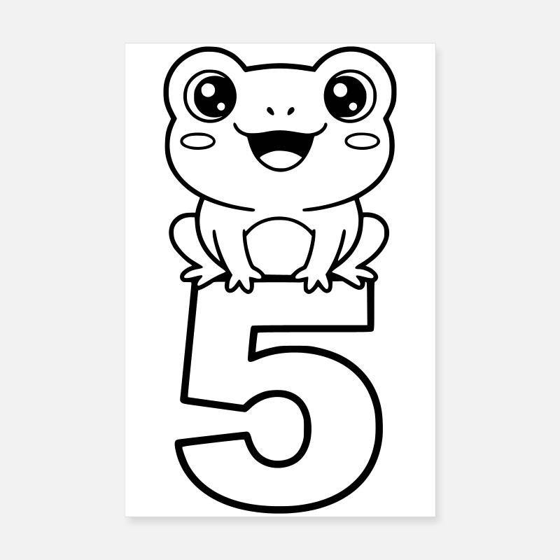 Grenouille joyeuse avec le chiffre 5 (dessin animé) Poster 20 x 30 cm