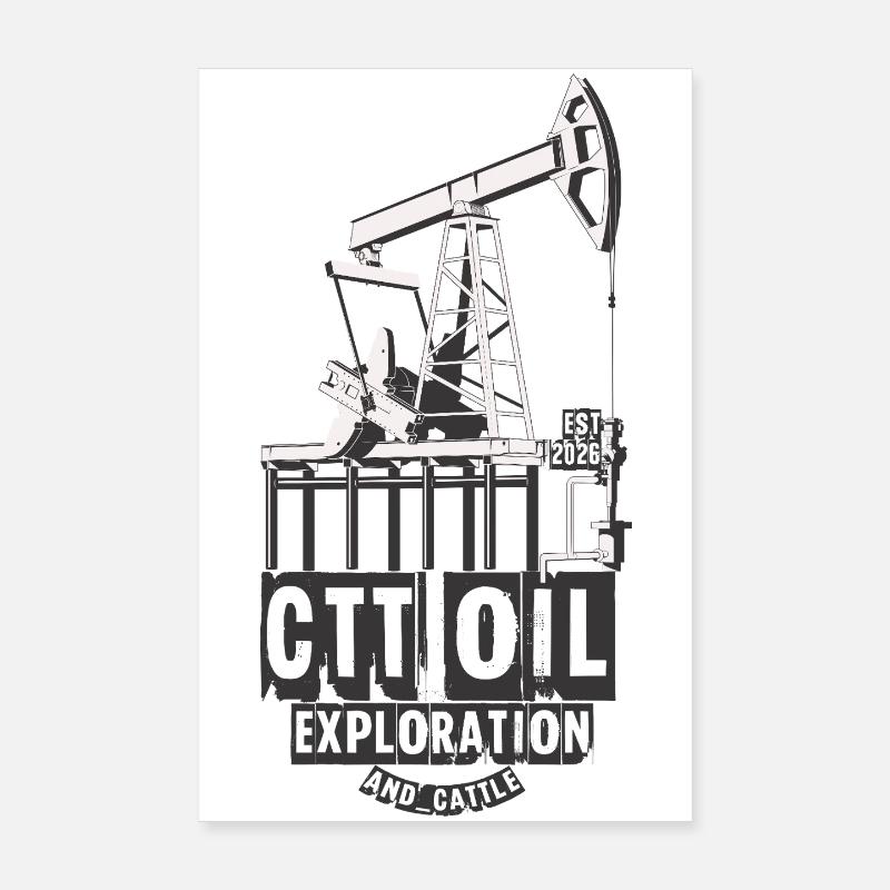 Vintage Ölfeld-Exploration Grafik Poster 20x30 cm