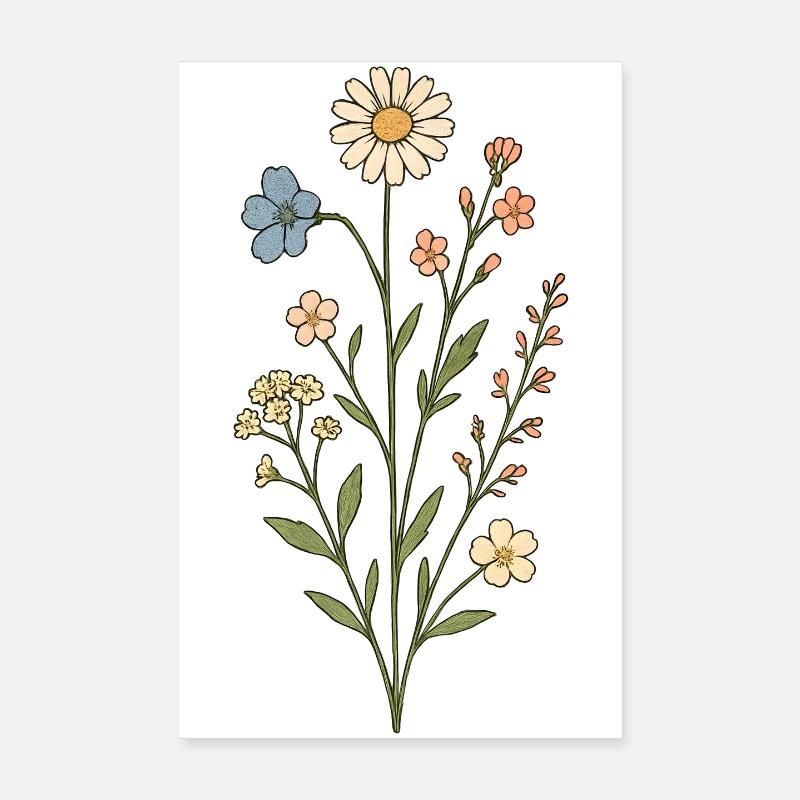 Wiesenblumen Aquarell Poster 20x30 cm