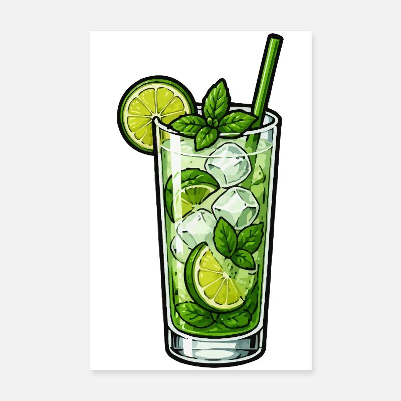 Illustration de Mojito mentthe et citron vert Poster 20 x 30 cm