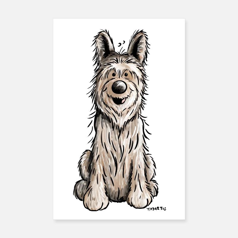 Berger Picard - Chien- Cadeau - Poster 20 x 30 cm - blanc