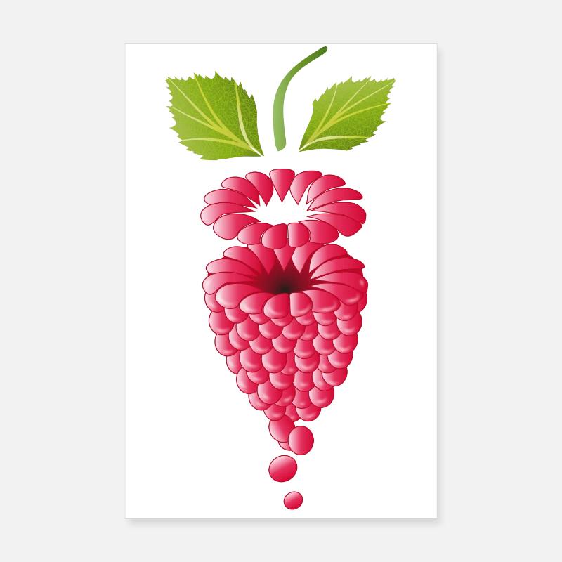 floating pink ripe raspberry Poster 8" x 12" (20x30 cm)