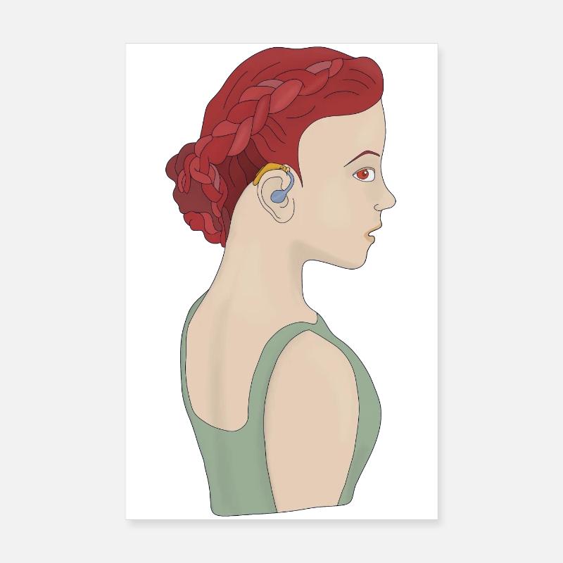 Fille utilisant une aide auditive Poster 20 x 30 cm