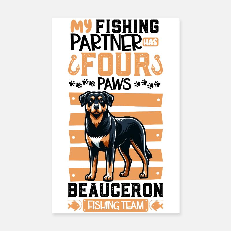 Fishing and Beauceron Poster 8" x 12" (20x30 cm)