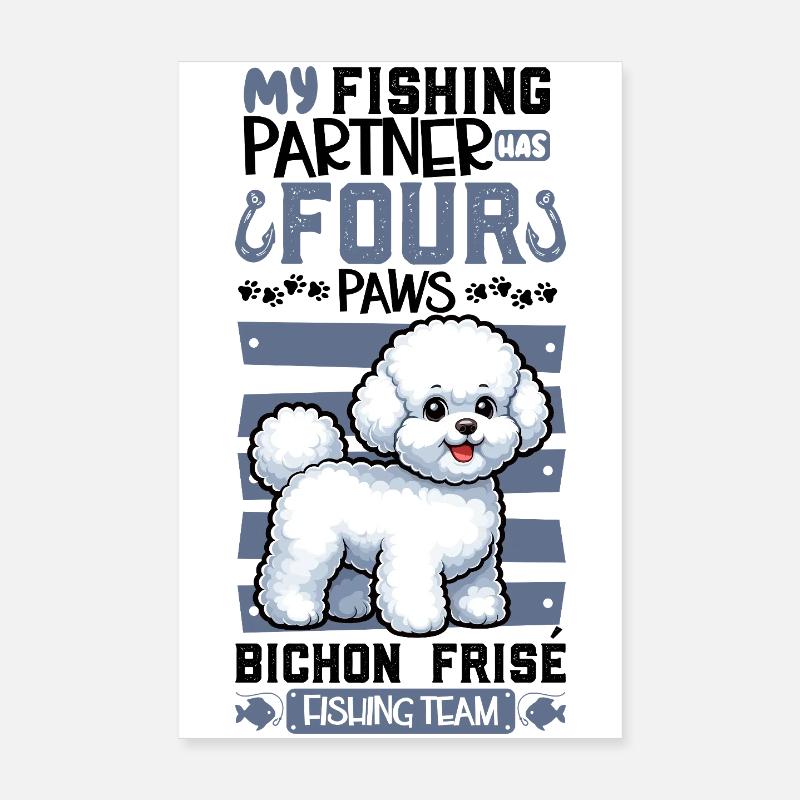 Pêche et Bichon Frisé Poster 20 x 30 cm