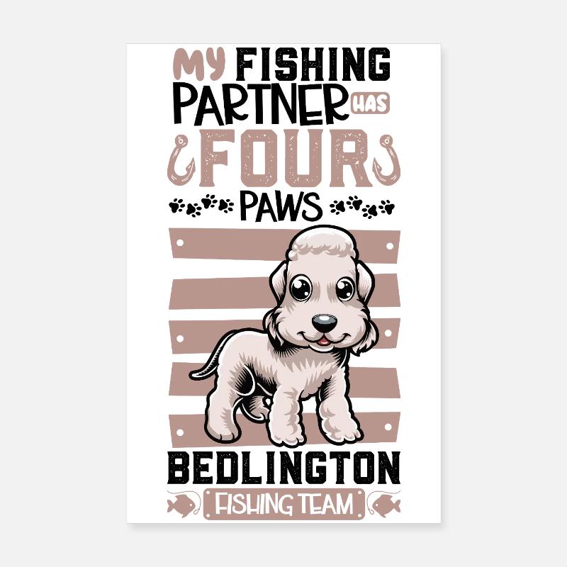 Pêche et Bedlington Terriers Poster 20 x 30 cm