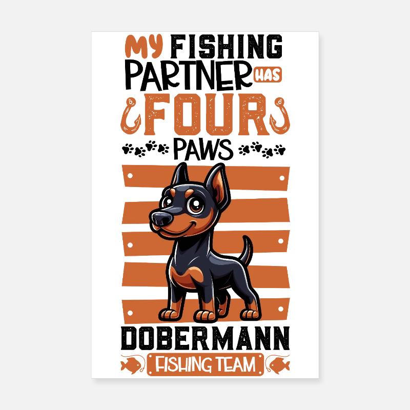 Pêche et doberman Poster 20 x 30 cm