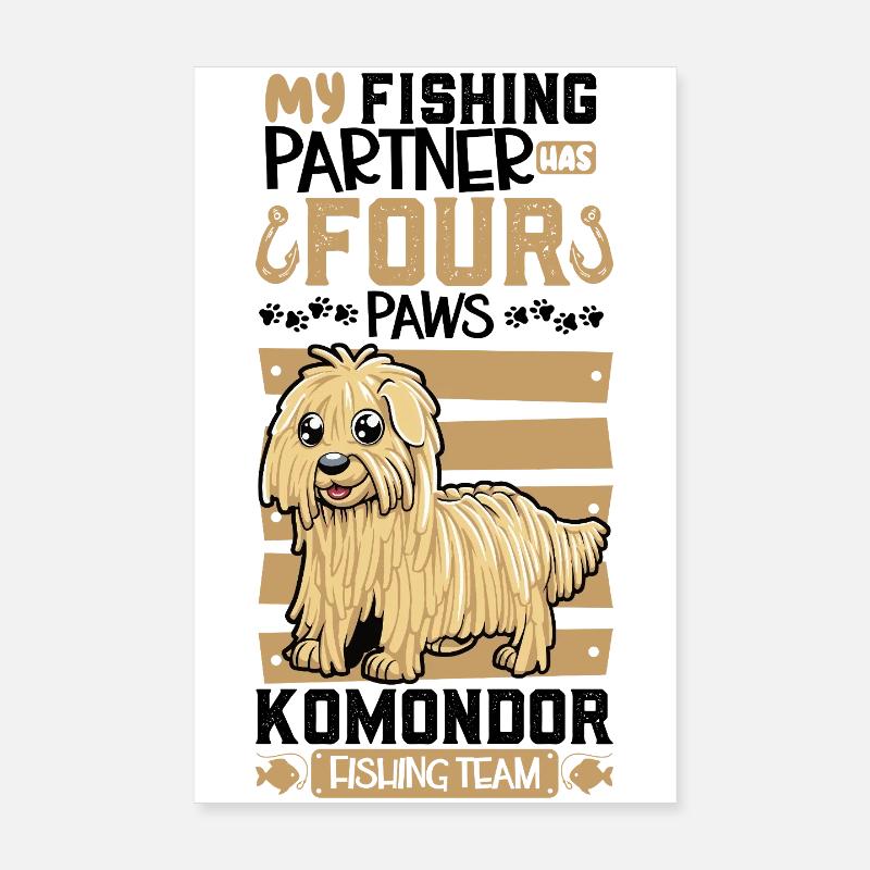 Pêche et Komondor Poster 20 x 30 cm