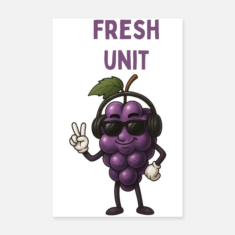 FRESH UNIT Grape with Headphones Poster 8" x 12" (20x30 cm)