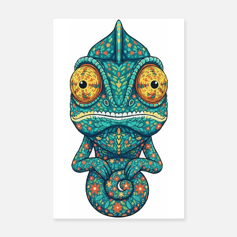 Chamäleon mit Blumenmuster Poster 20x30 cm