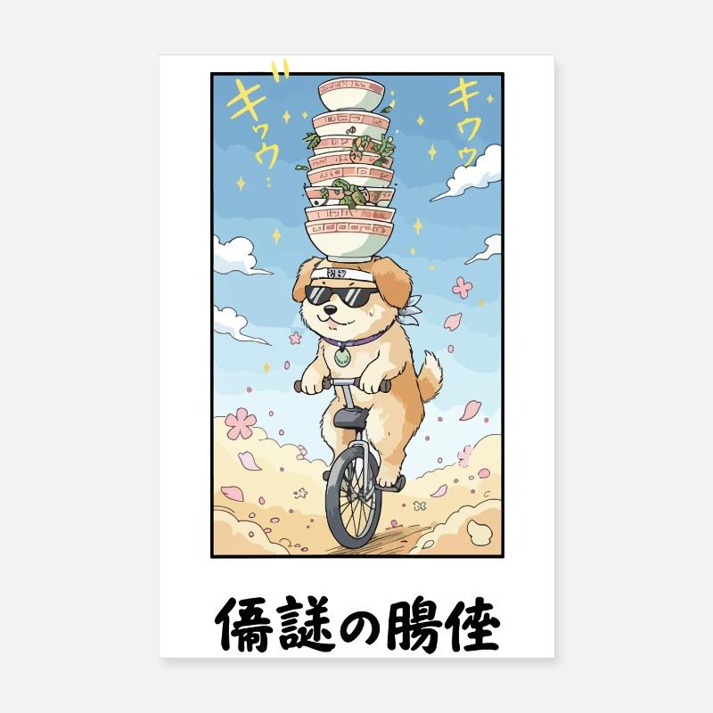 Noodle Stack Pup auf Einrad - Poster 20x30 cm - Weiß