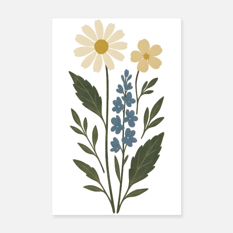 Collage de fleurs de marguerite lavande Poster 20 x 30 cm