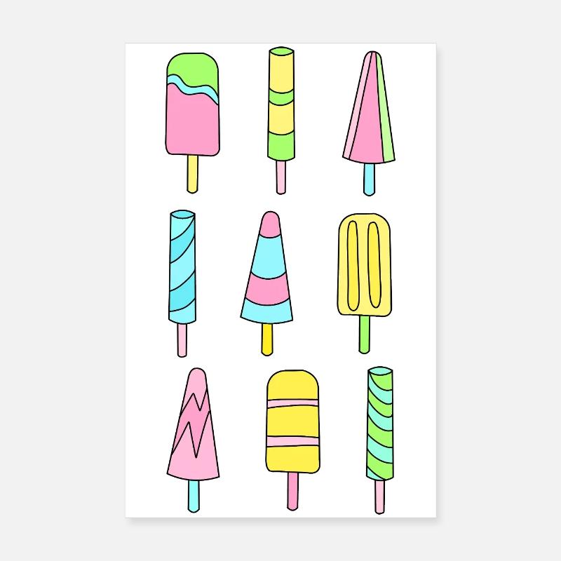 Bunte Eis am Stiel Poster 20x30 cm