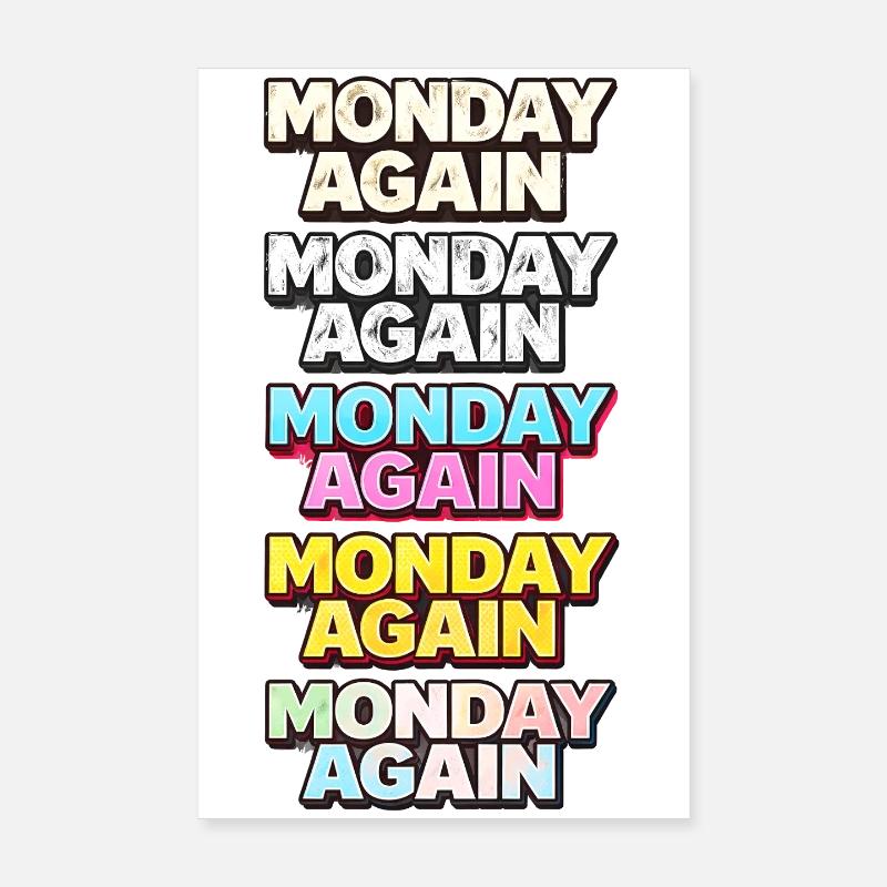 Monday Again Color Typography Poster 8" x 12" (20x30 cm)