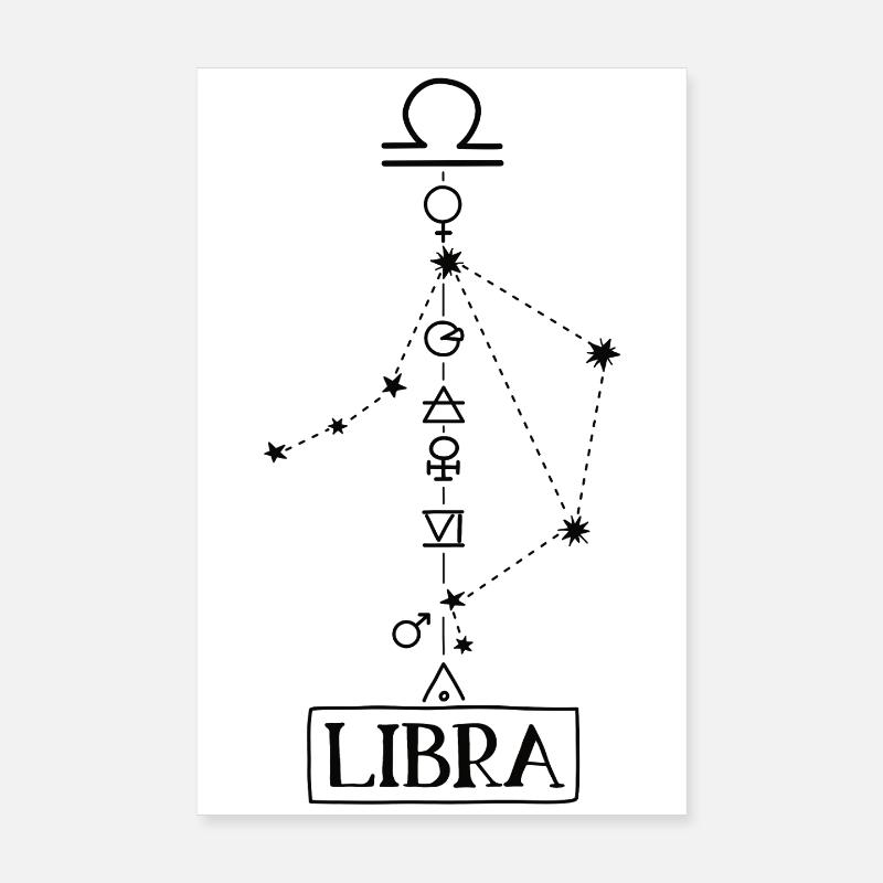 Libra - Libra Zodiac - black Poster 8" x 12" (20x30 cm)