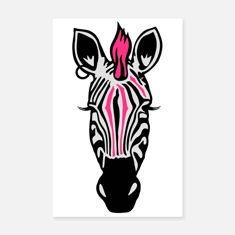 Zebra Punk with an earring Poster 8" x 12" (20x30 cm)