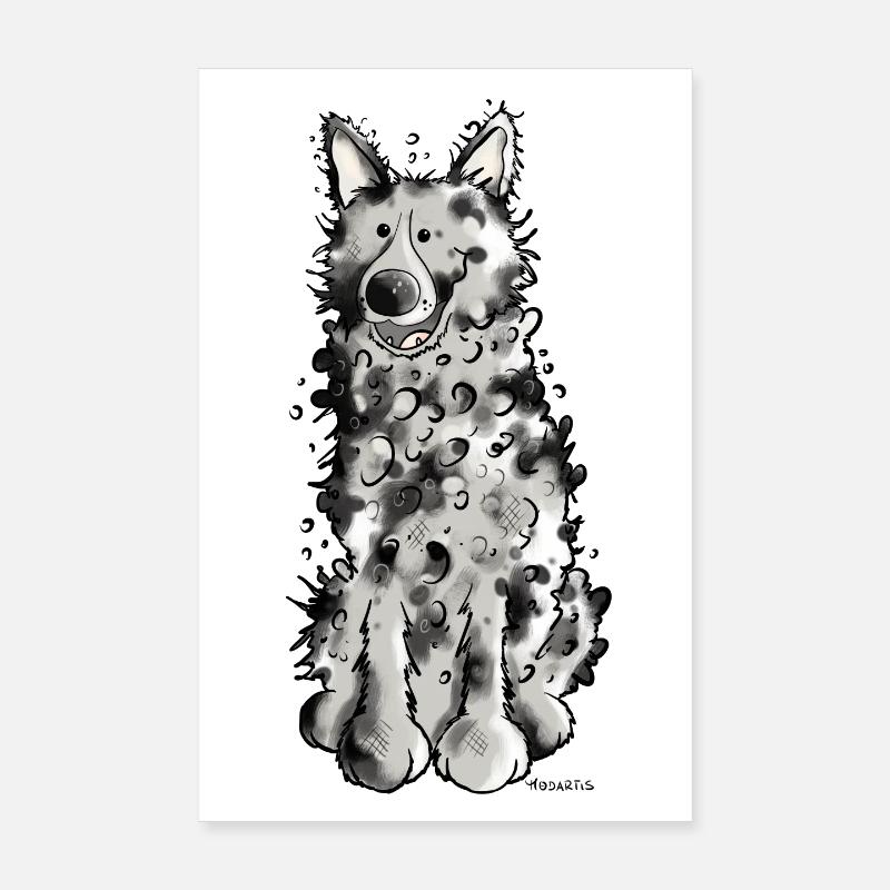Fröhlicher Mudi - Poster 20x30 cm - Weiß