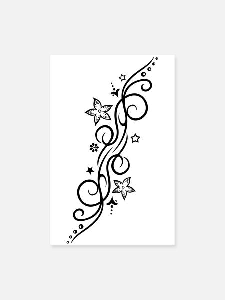 Tattoo ornament with flowers and stars. - Poster 8" x 12" (20x30 cm) - white - Front