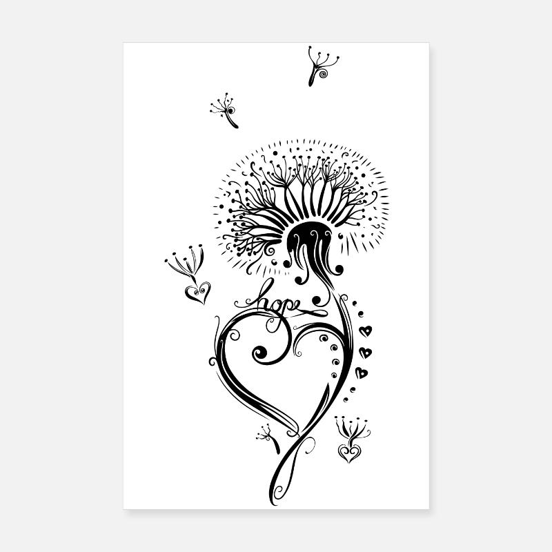 Löwenzahn Pusteblume mit Herz Poster 20x30 cm