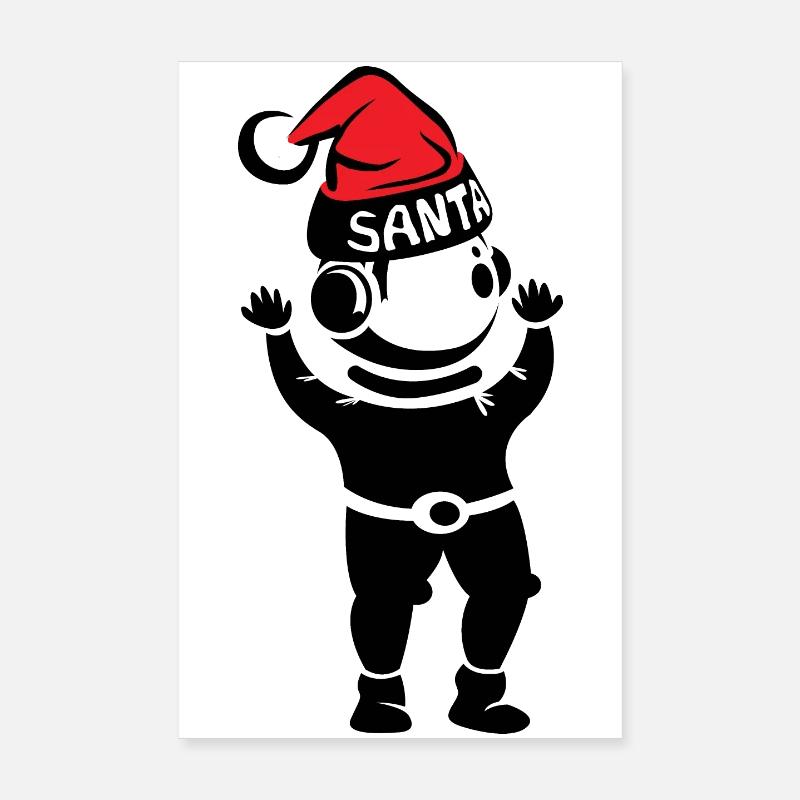 Astronaut Xmas Christmas Hat Space Rocket Poster 8" x 12" (20x30 cm)