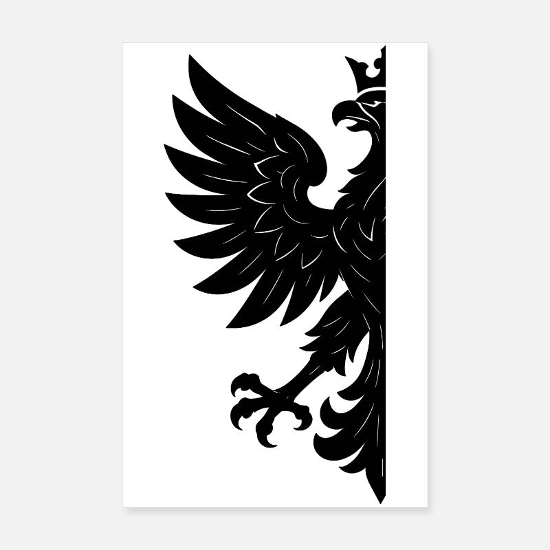 Pologne Polska Eagle Drapeau Drapeau Noir Cadeau Poster 20 x 30 cm
